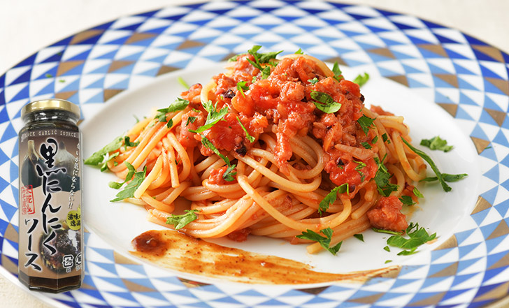 Spaghettone all’aglio nero （タコラグーと黒にんにくソースのパスタ）いろはレシピ#83
